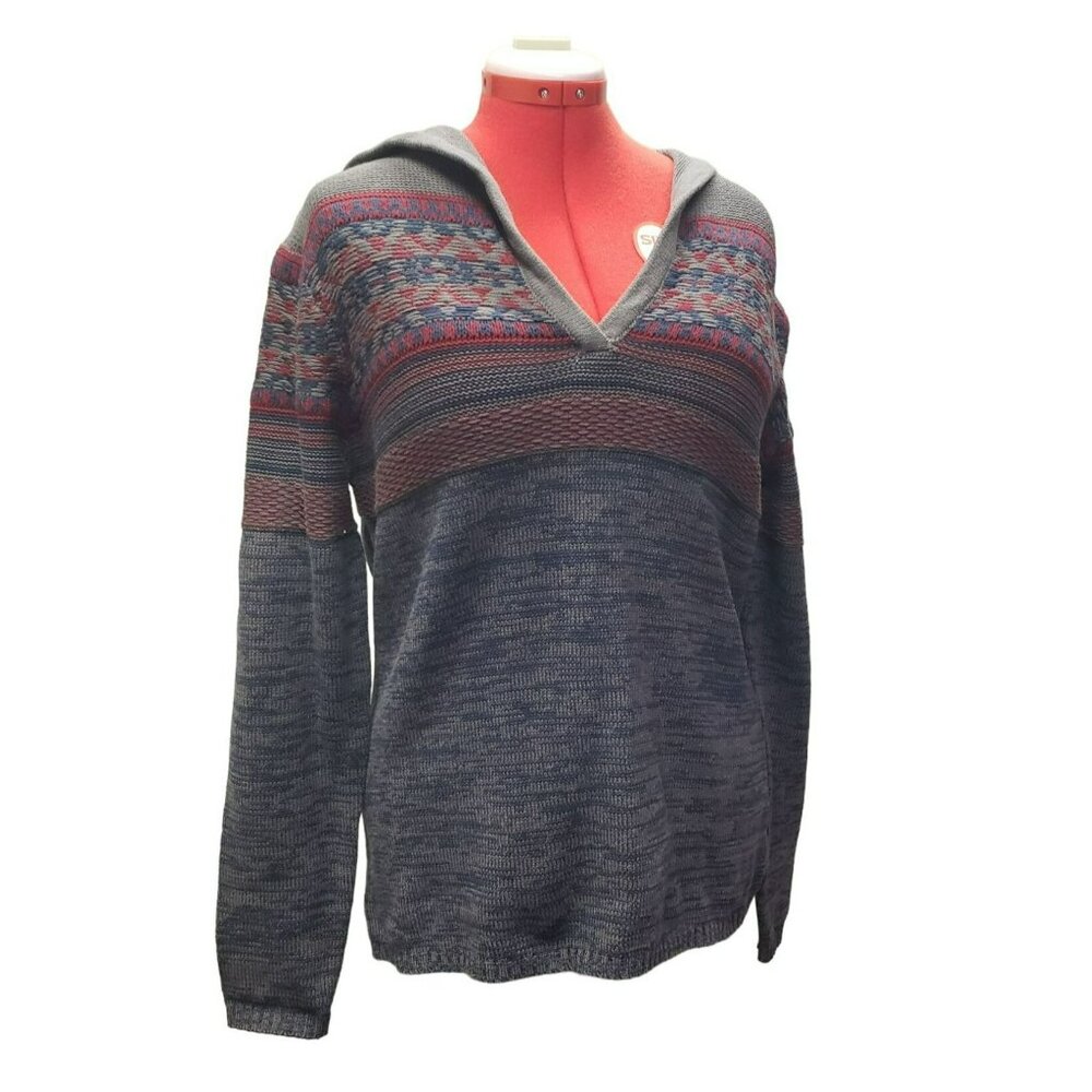 Natural Reflections Hooded Sweater Multicolor NWT Large, Tornado, Gray Blue Red